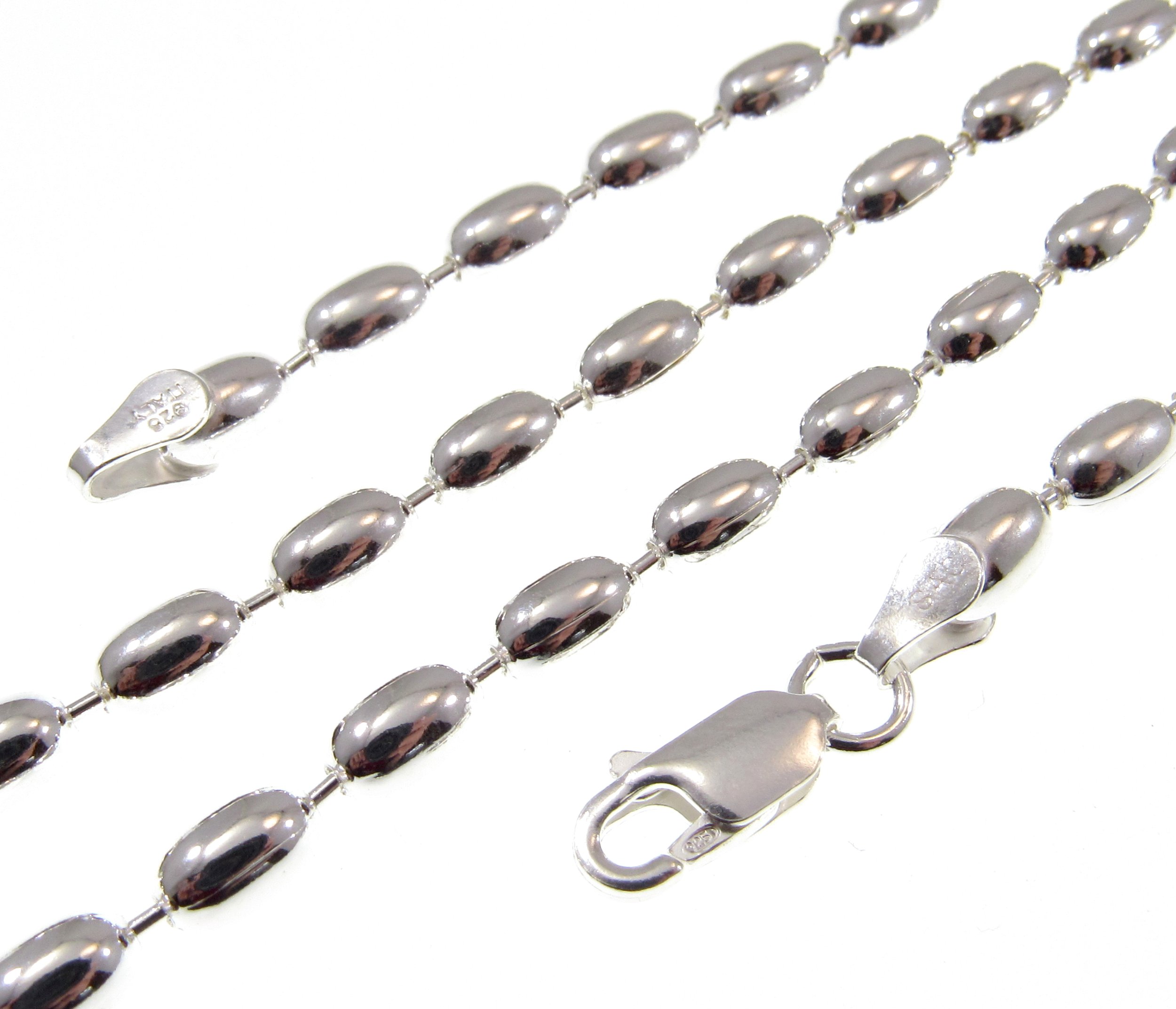 4MM Sterling Silver Oval Rice Bead Dog Tag Chain — Renegade Jewelry