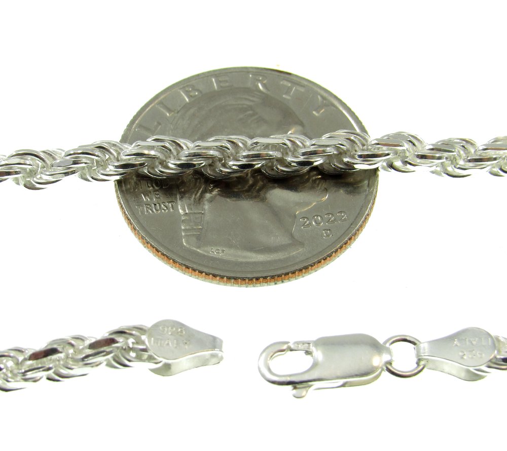 4MM Sterling Silver Italian Diamond Cut Rope Chain — Renegade Jewelry