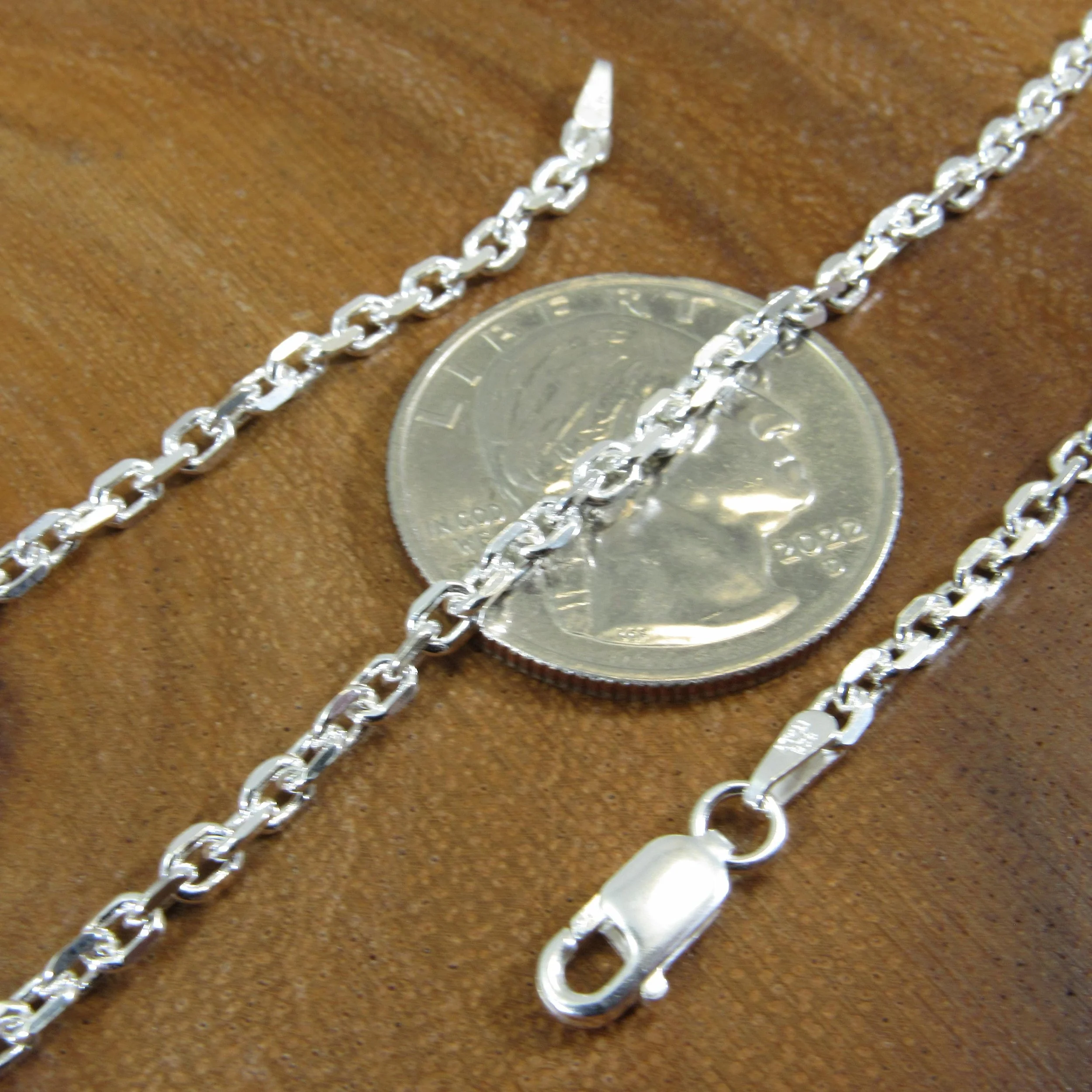 2.7MM Solid 925 Sterling Silver Anchor Link Chain, Italian