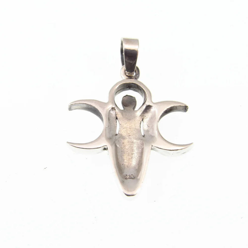 オーダー分≫≫≫moon様 Sterling Silver Moon Phase Pendant with Rainbow Moonstone