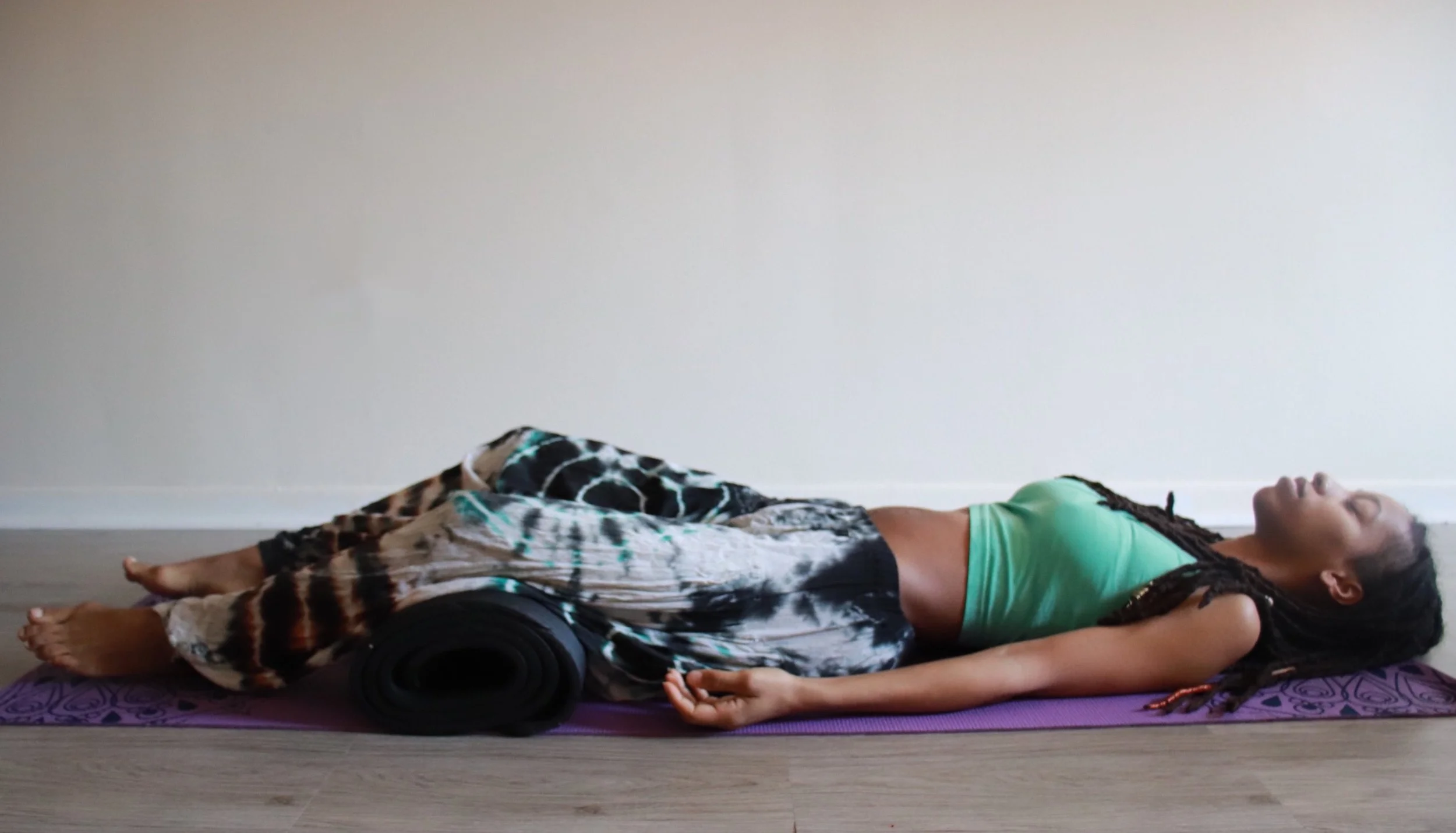 Me in savasana with knees lifted and propped