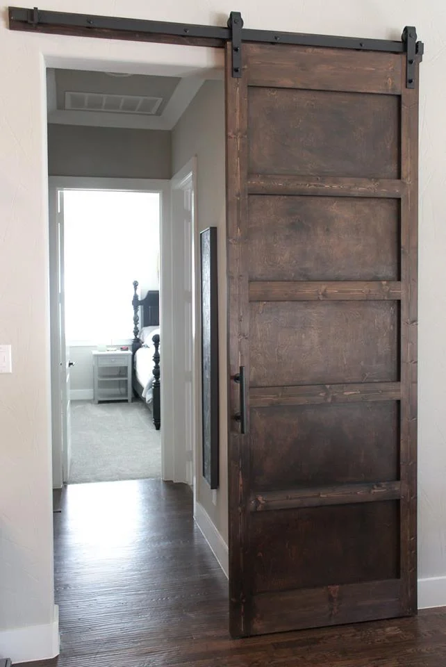 Modern 5 Panel Barn Door Stained