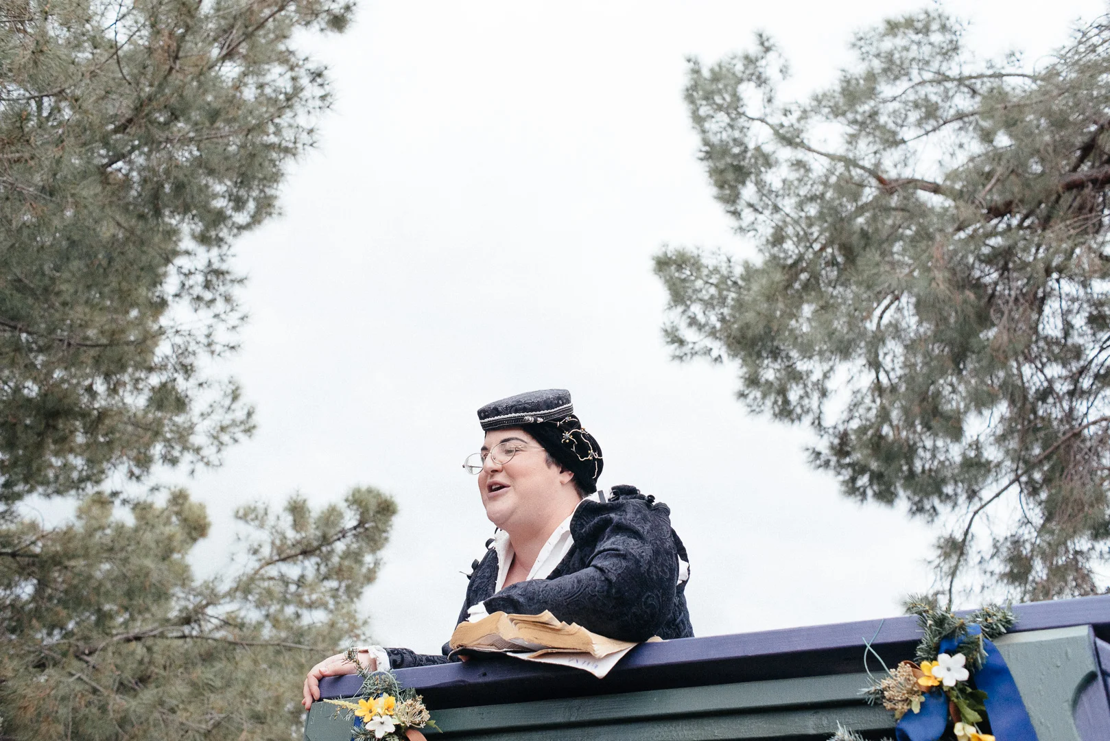 A preacher. She momentarily broke character when we called her a slut and a witch.&nbsp;