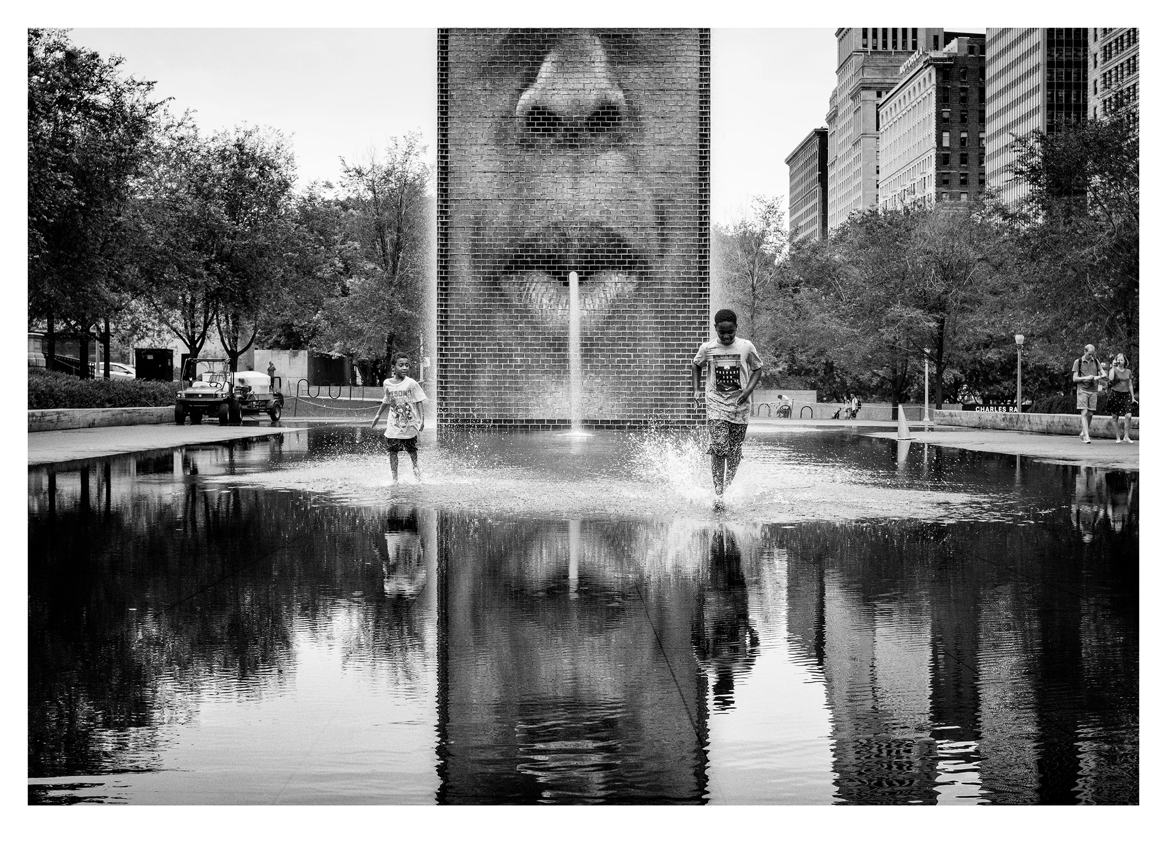 Boys at Play in Crown Fountain, Chicago