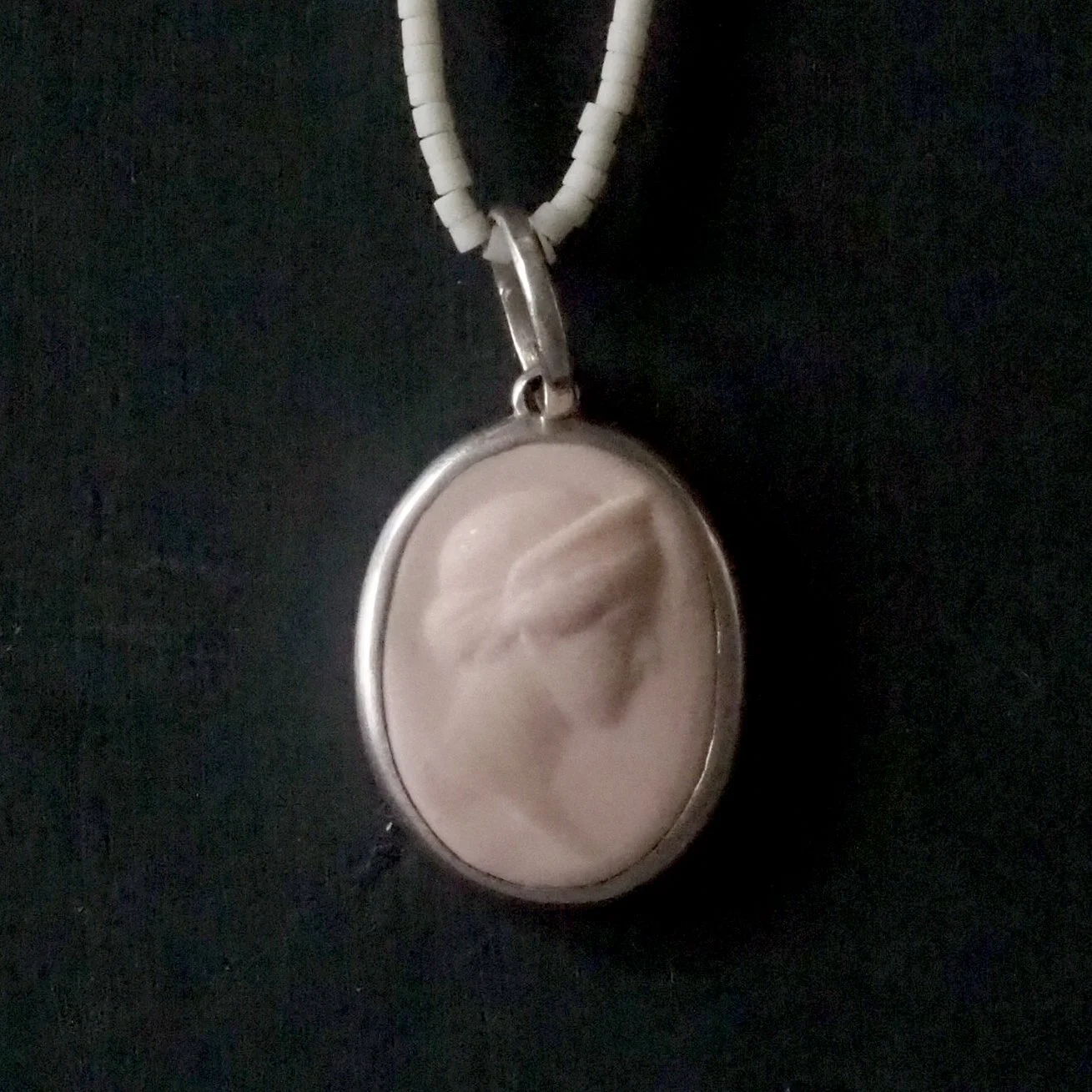 Silver Diana Porcelain Pendant in Blush