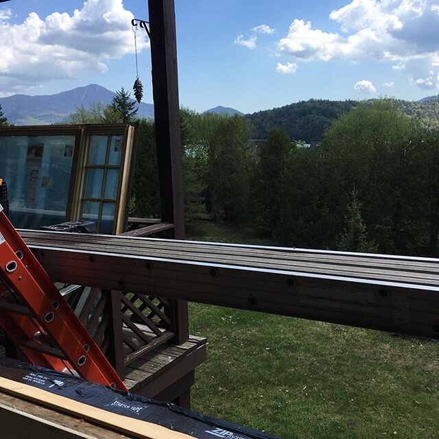 Different job site, same great view! Snuck in a quick window replacement #adklife #remodeling #lakeplacidny #highpeaks