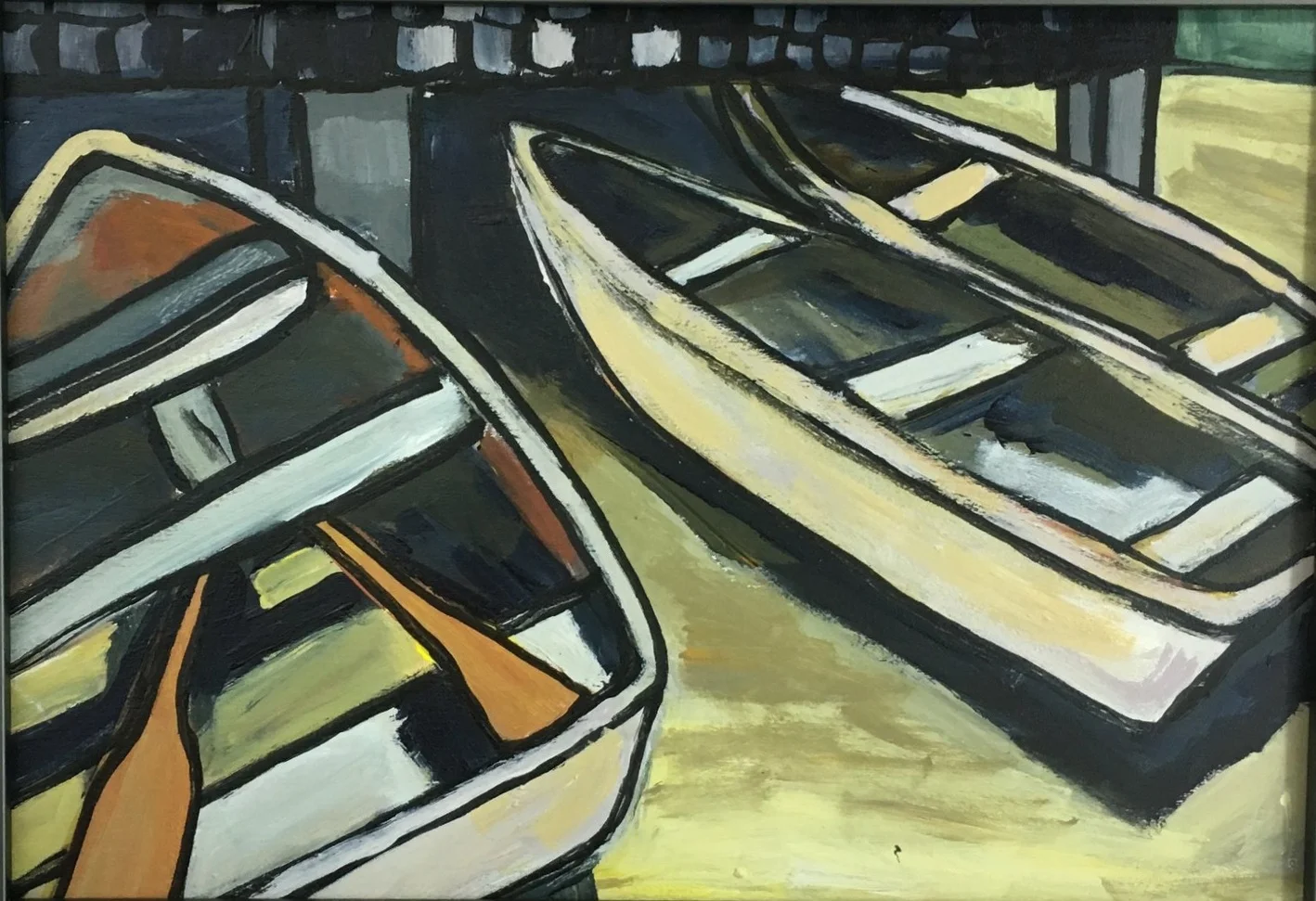 "Fish Beach Boats" 7” x 10” SOLD