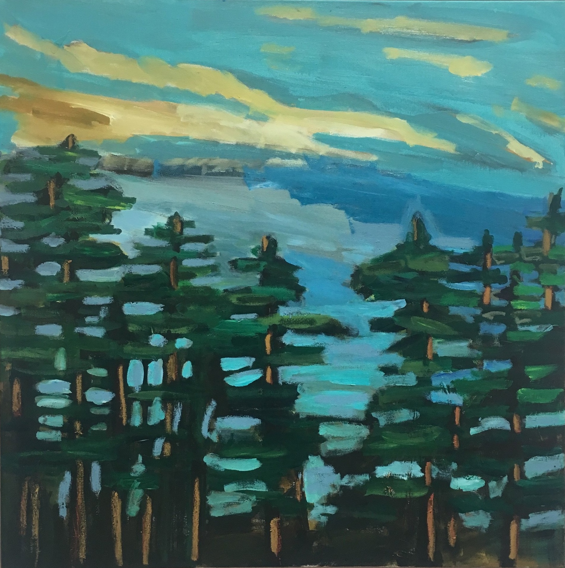 "Pines and Sky" 30”x30”