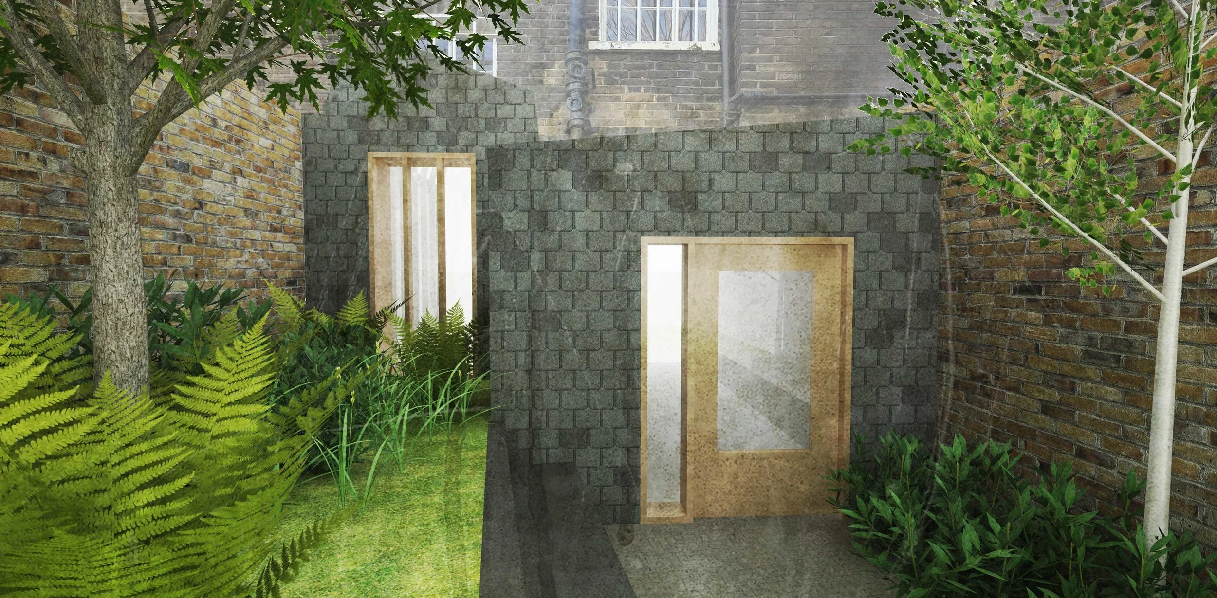 Reclaimed slate and accoya windows