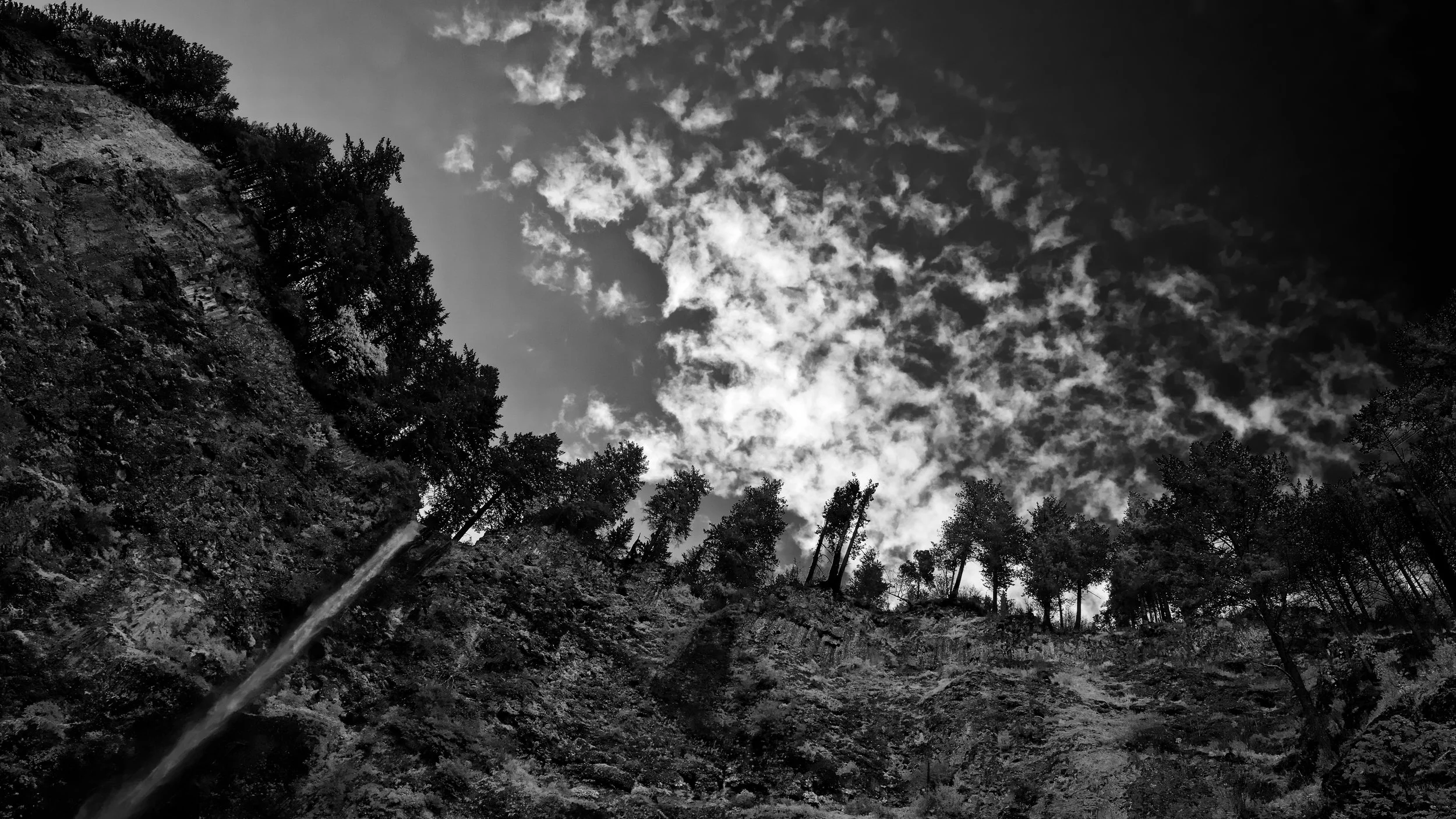 Multnomah Falls Skies B/W