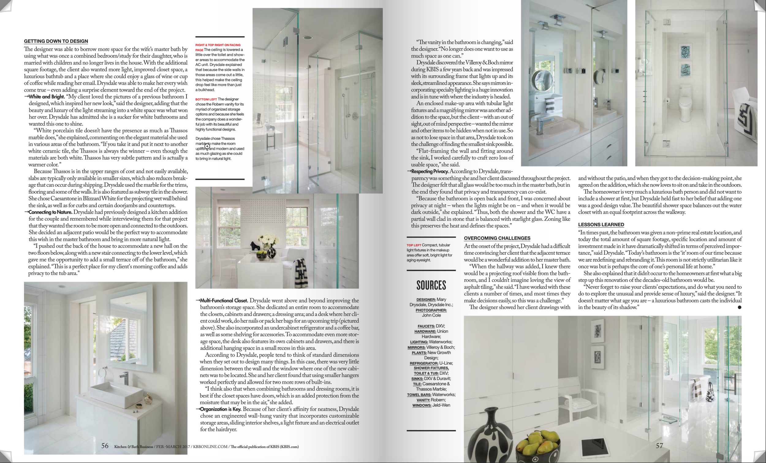 Kitchen & Bath Business Magazine February/March 2017 Issue Drysdale Design Associates