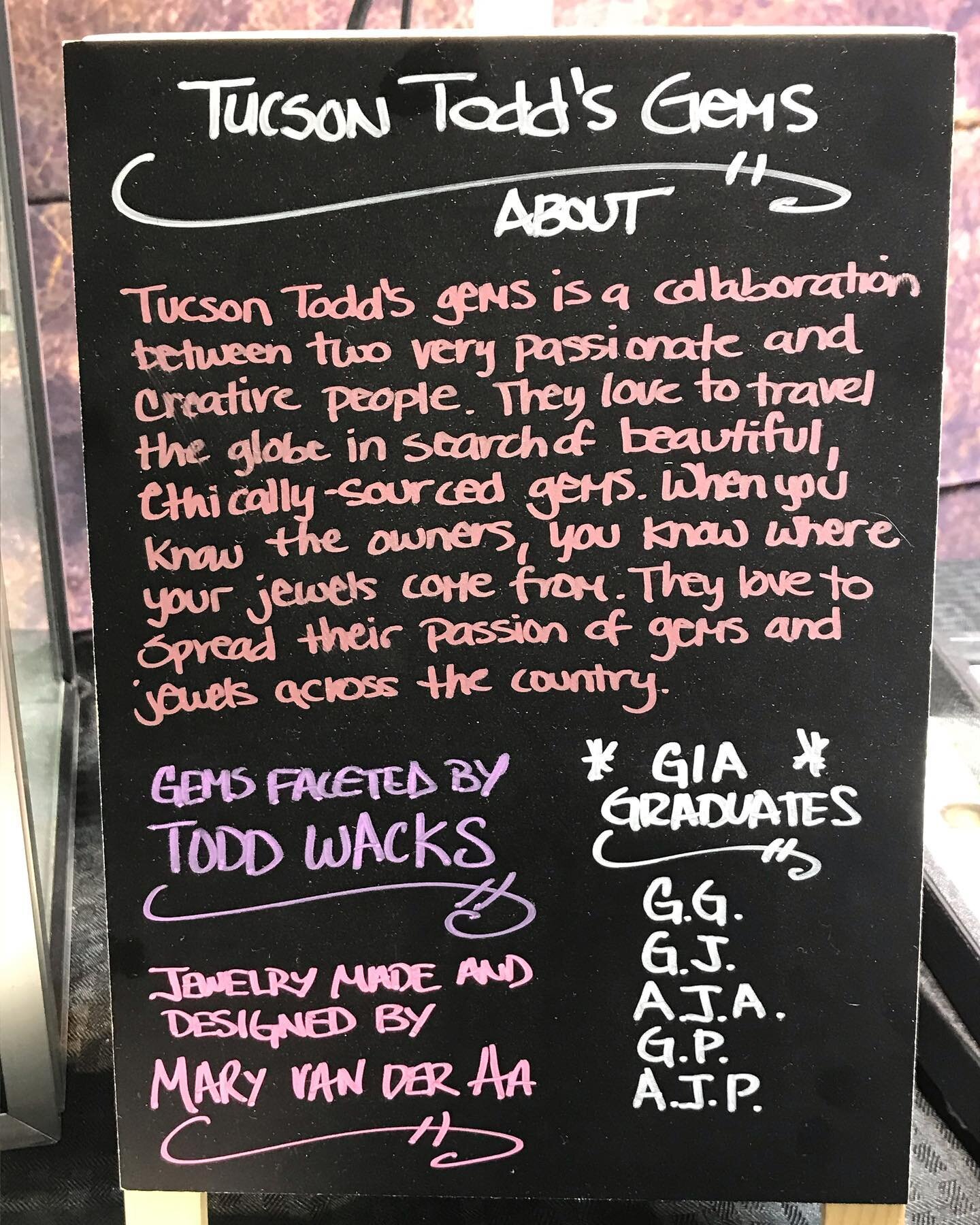 It&rsquo;s day two of the @pueblogemshow here in beautiful Tucson, Arizona! If you have been gracious enough to visit us at a gem show this sign will look familiar to you, but for those who don&rsquo;t know us here is a little intro! Mary and I are b
