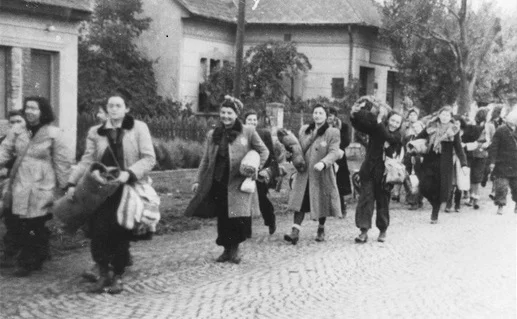 Jewish women being released from deportation in Budapest.jpg