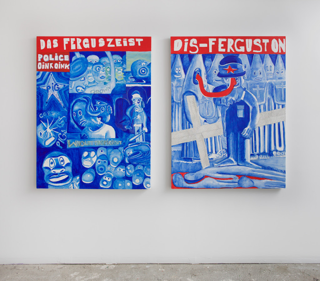 Peter Williams. Ferguson, For Guston (diptych), 2014, Oil on canvas, 48 x 36 inches each
