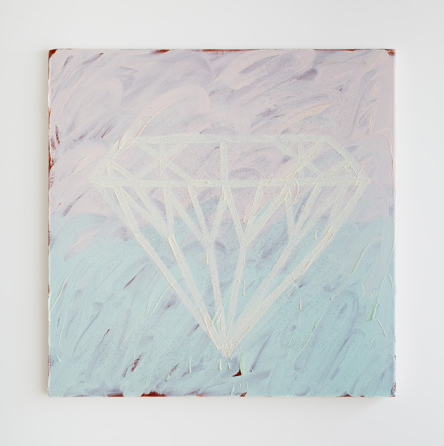 Loie’s Diamond , 2013, Oil and glitter on canvas, 36 x 36 inches