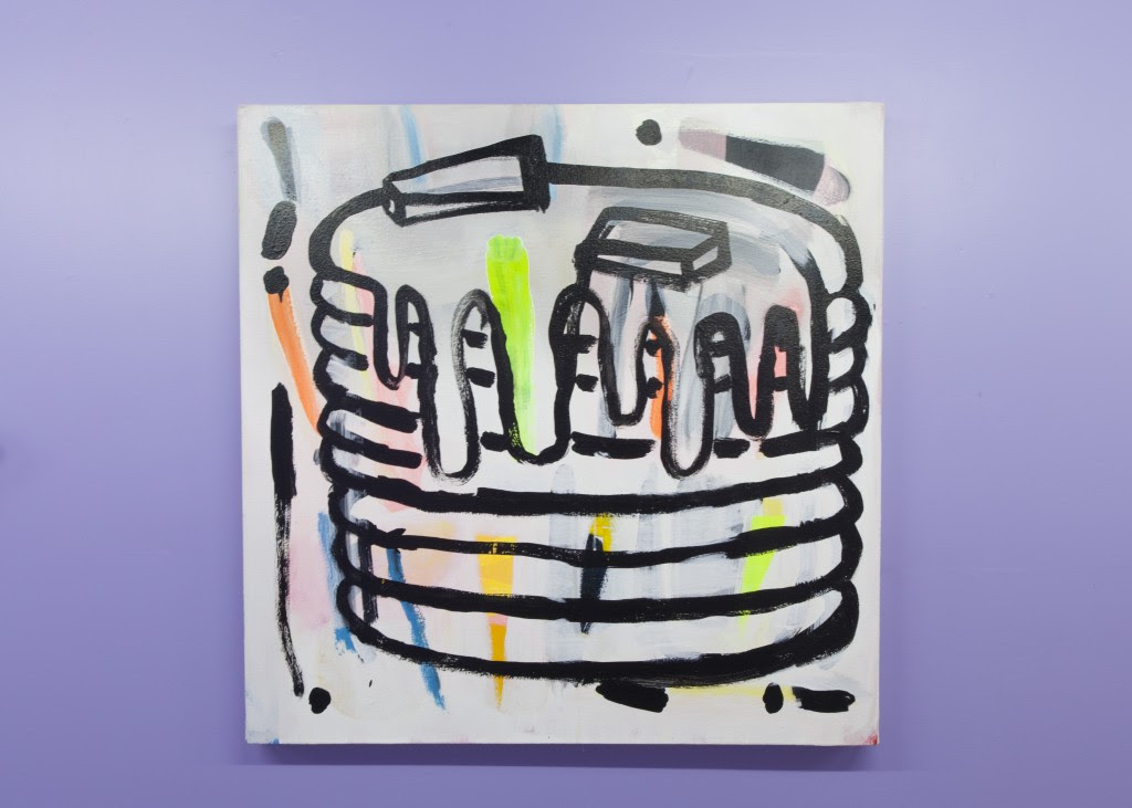 Katherine Bradford. American Breakfast , 2013, Oil and acrylic on canvas, 36 x 36 inches