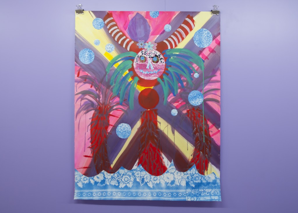 Tamara Gonzalez. La Sirena Rouge , 2011, Acrylic and collage on paper, 50 x 38 inches