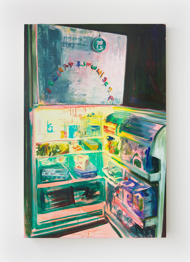 Rachel Schmidhofer. Fridge , 2012, Oil on panel, 60 x 40 inches
