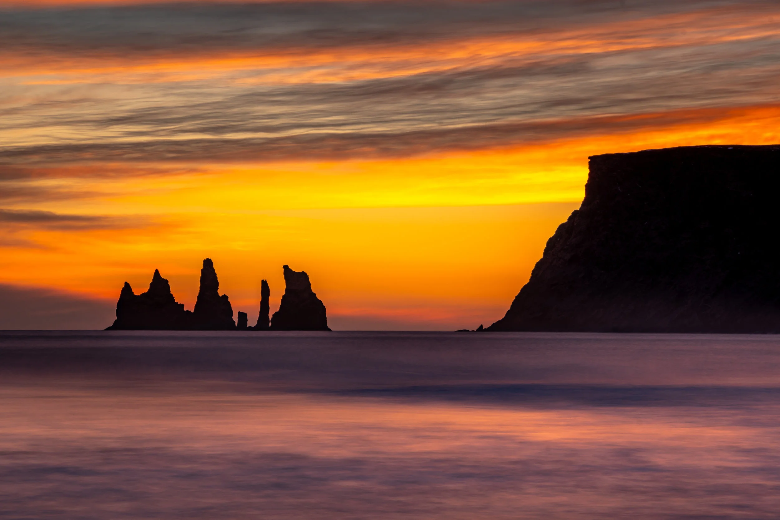 The Reynisdrangar sea stacks seen from Vik