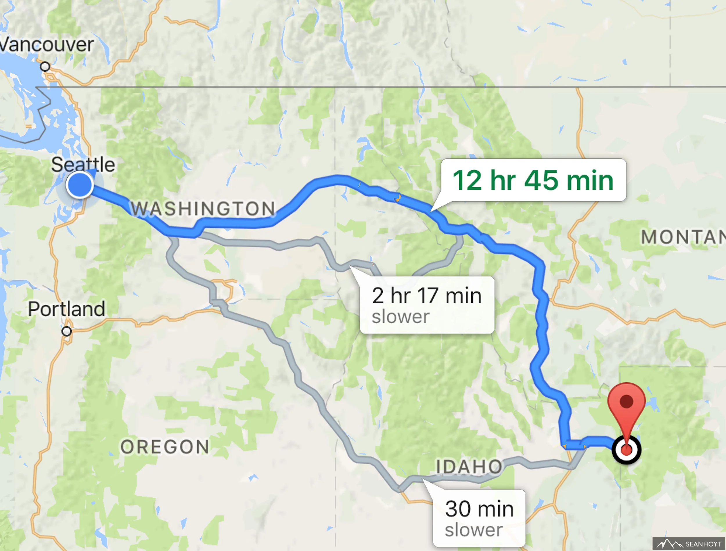 Not too far away, but still a long day's drive. I think I stopped at every rest stop to sleep...