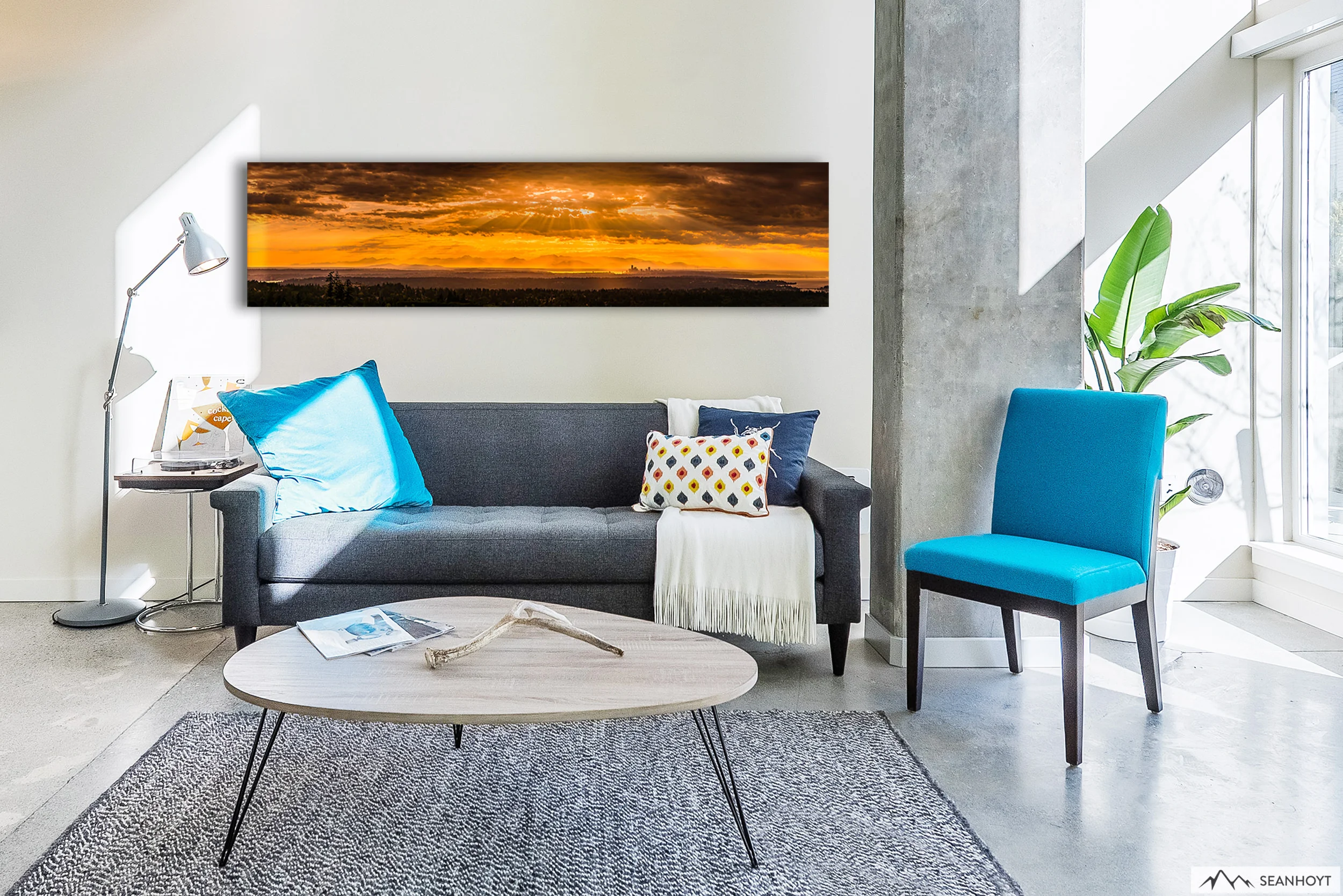 The final expansive panoramic acrylic print of my favorite city in front of the Olympic National Park