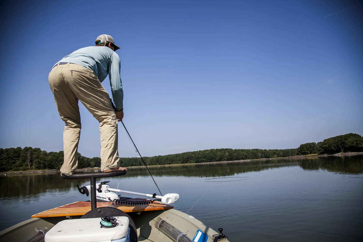 Perfect conditions for sighting stripers on the flats. Sight fishing on the fly, at its finest. Photo: @beershower