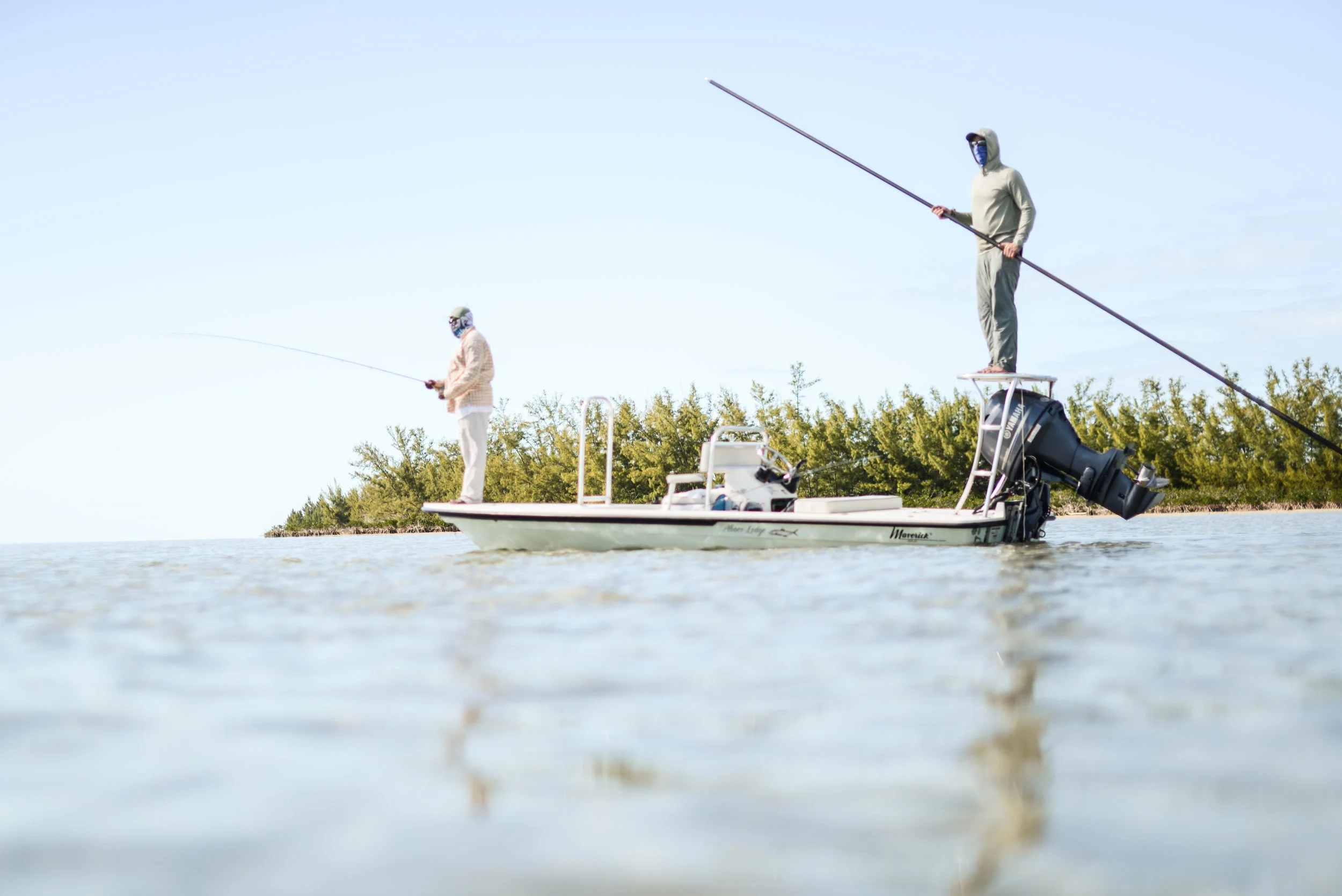 Role reversal! Our guide Mike is a hell of a caster and hooked some great fish as I pushed the boat around the legendary Marls of Abaco. 
