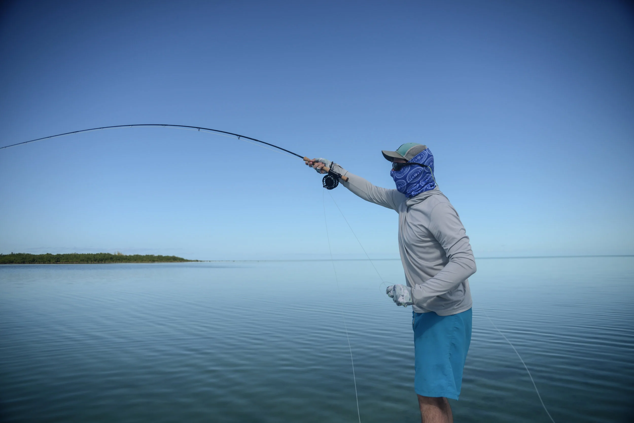 Big mutton snapper putting a deep bend in the T&T Exocett #10. Had to break this fish off just as a shark was about to make that fish an easy meal. 