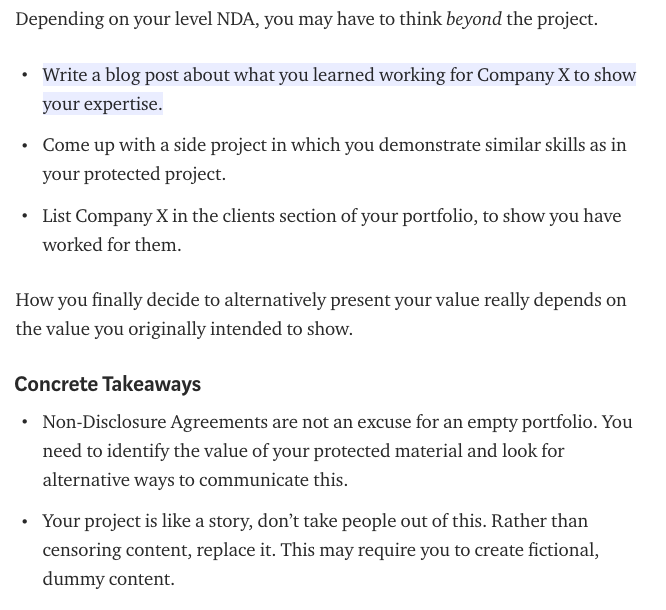 How to show NDA protected work on your online portfolio.
