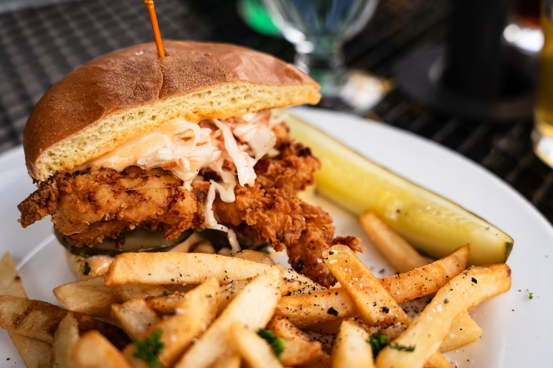 Fried chicken sandwich at Campbell's Place is a must for lunch
