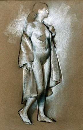 Standing Female Figure (Study for Diana and Acteon ), charcoal and chalk, 1991