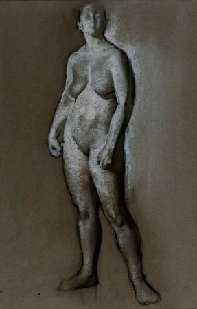 Standing Female Figure (Study for Diana and Acteon ), charcoal and chalk, 1991