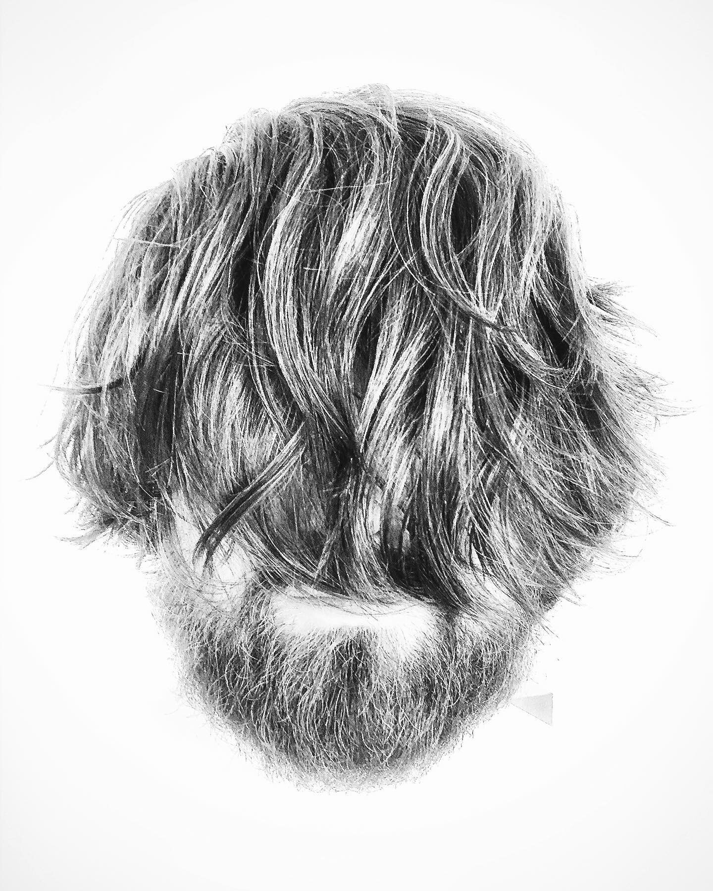 IT. #haircuttime #lockdownhair #blackandwhite #headabovetherest #headless #furry #beardoff #locksofgold