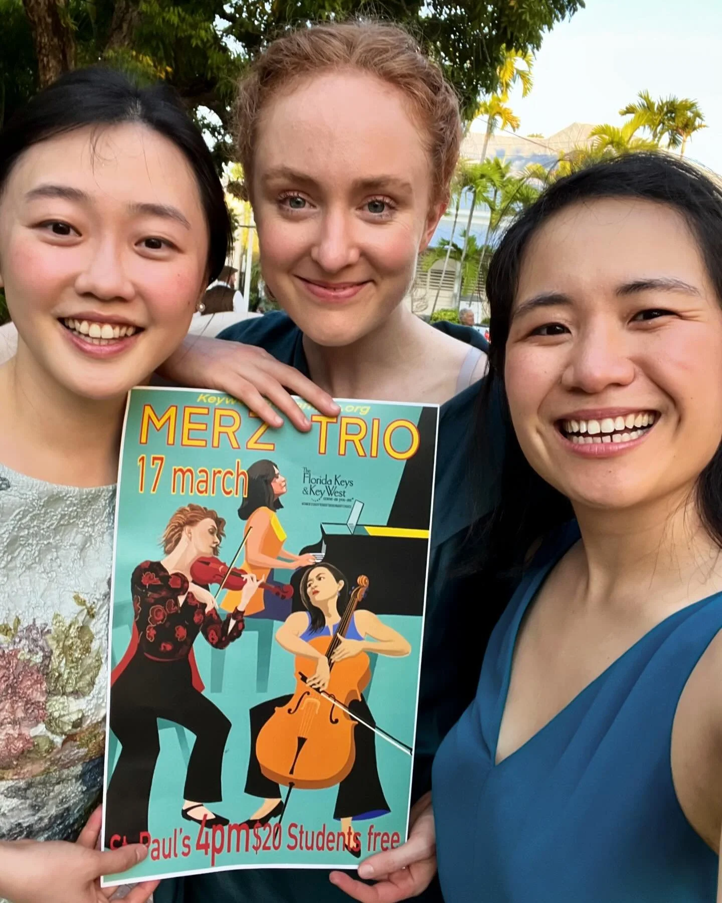 Post-concert poster pic in Key West, FL 😍🏝️
 We had a wonderful time playing for @impromptukeywest (not to mention enjoying the beach scene and @moondogcafekw )! Heading next to Sarasota and then Phoenix for four more shows this week!
.
.
Our warm 