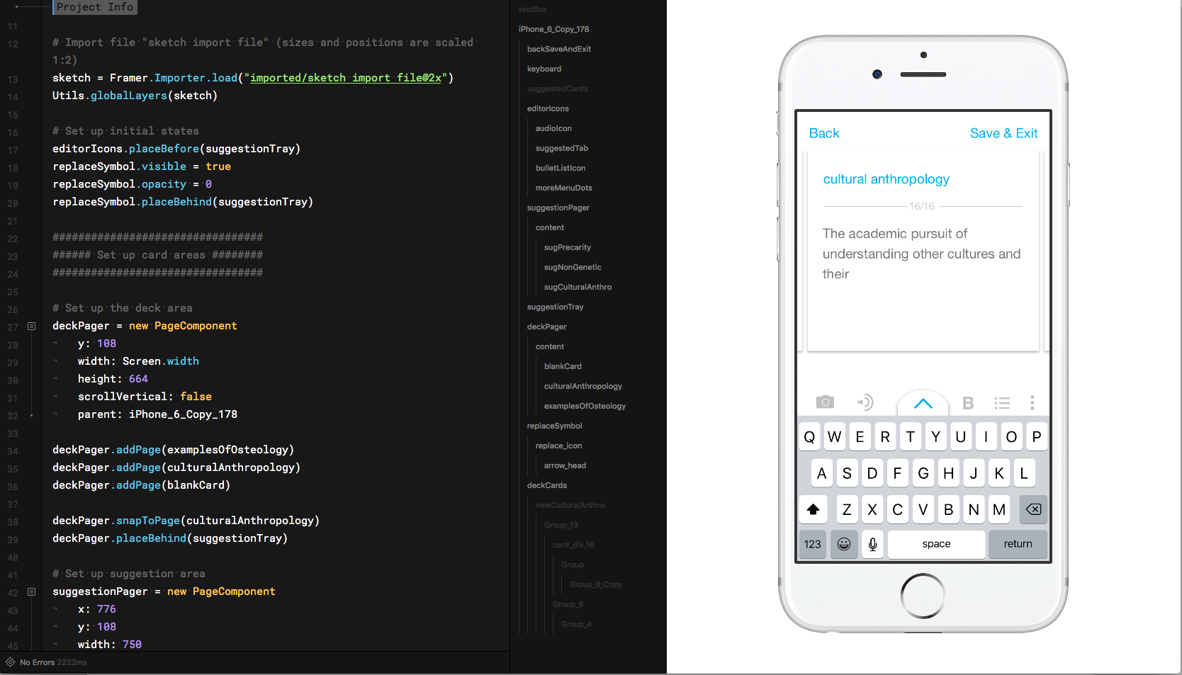 An example from my Framer days, before I began prototyping in Swift.