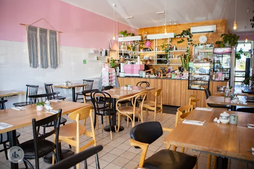 two boys one beagle and a coffee shop