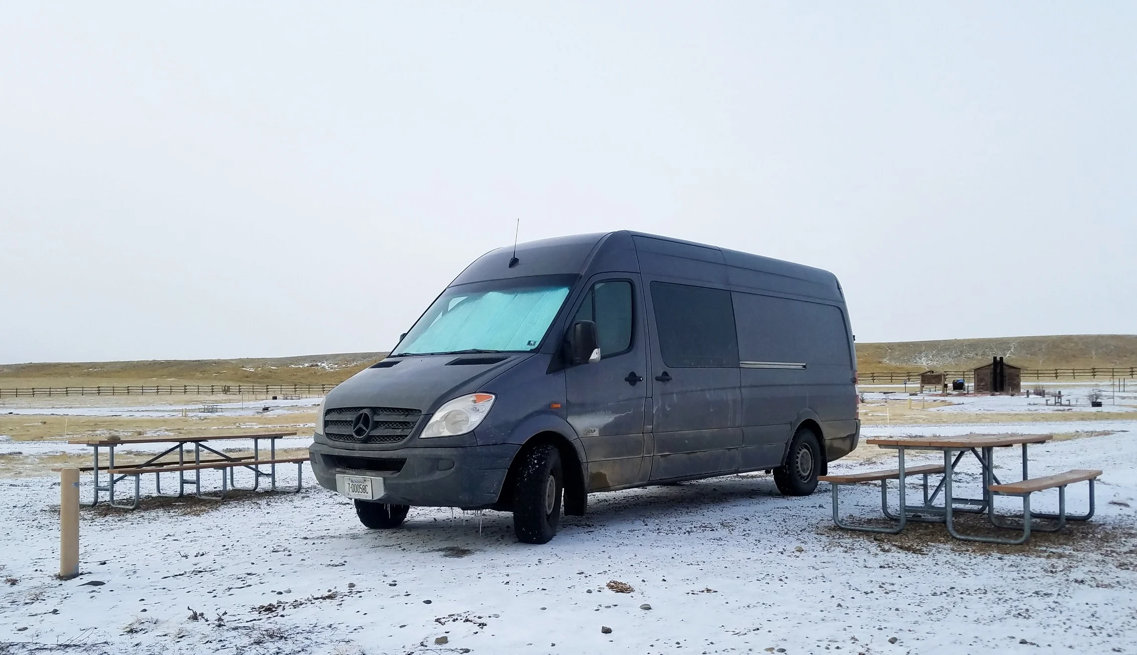The black really pops! This is at Grassland NP, Canada. The whole park was completely deserted but still had running electricity. 
