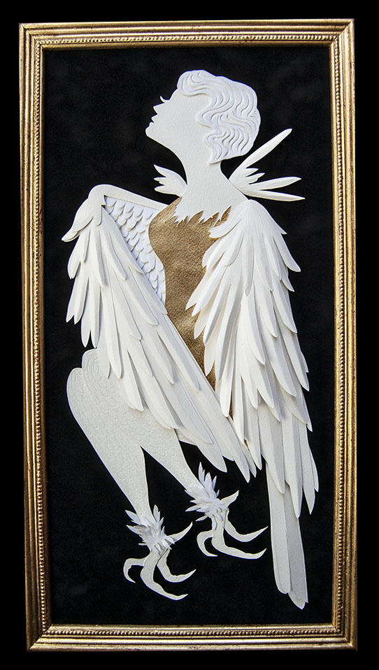  HARPY Hand cut paper/ Metal Leaf Dimensions:  11” x 21.25” (Framed) 