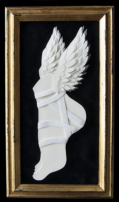 HERMES Hand Cut Paper & Vellum Dimensions: 8” x 13.75” (Framed)