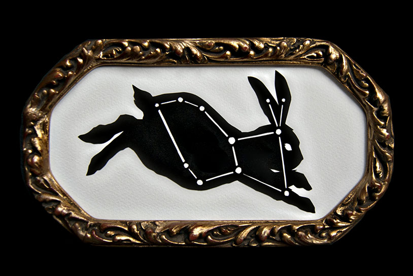  LEPUS Hand Cut Paper Dimensions: 5.125” x 9.125” Framed 