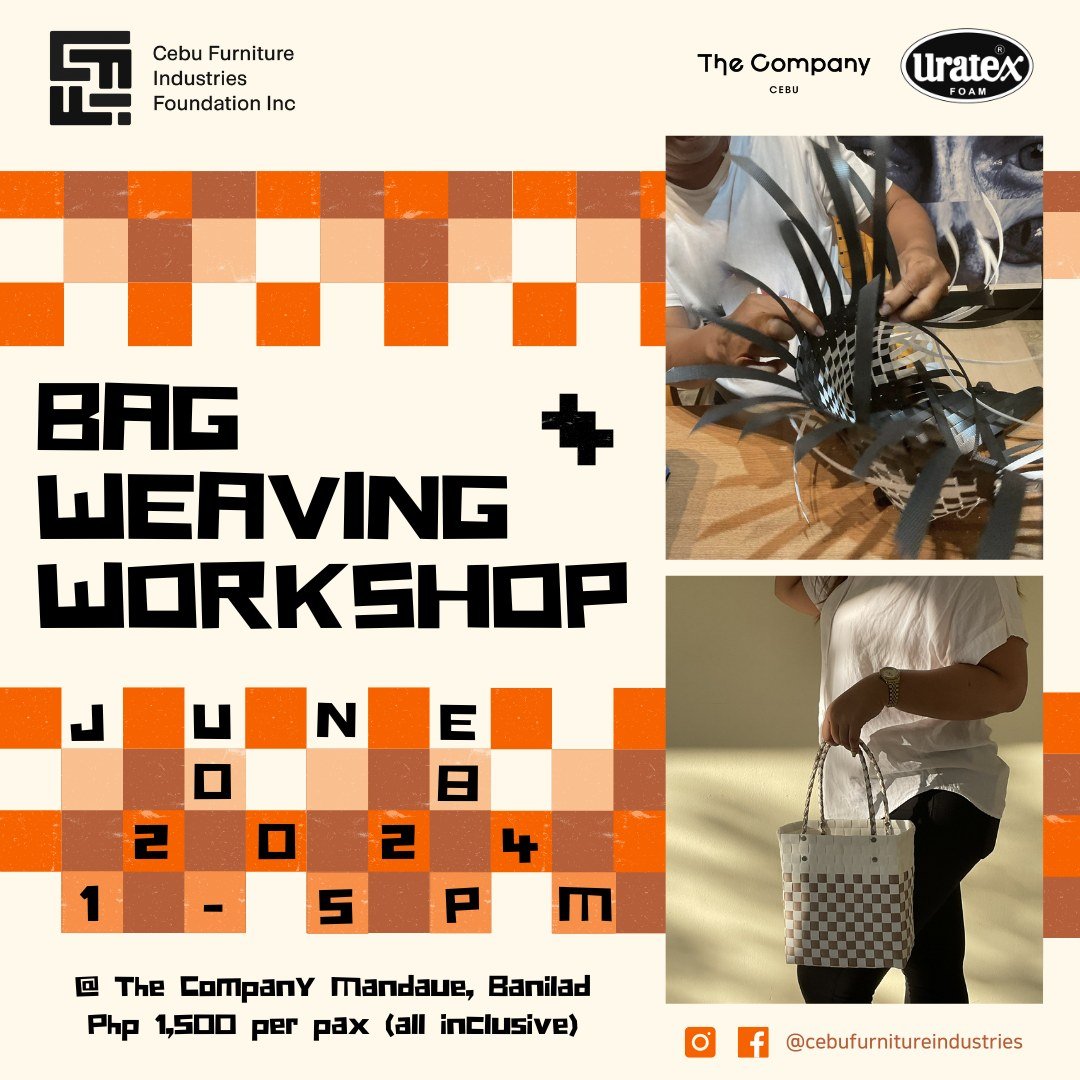Want to learn a new hobby? Join us in a workshop to weave your own bag! ✨🪢

Date: June 8, 2024
Location: The Company, Ground Floor, Buidling 4, JDN Square, P. Remedio St., Mandaue City 

Beginners Workshop for 15 years and above. 

Registration Fee: