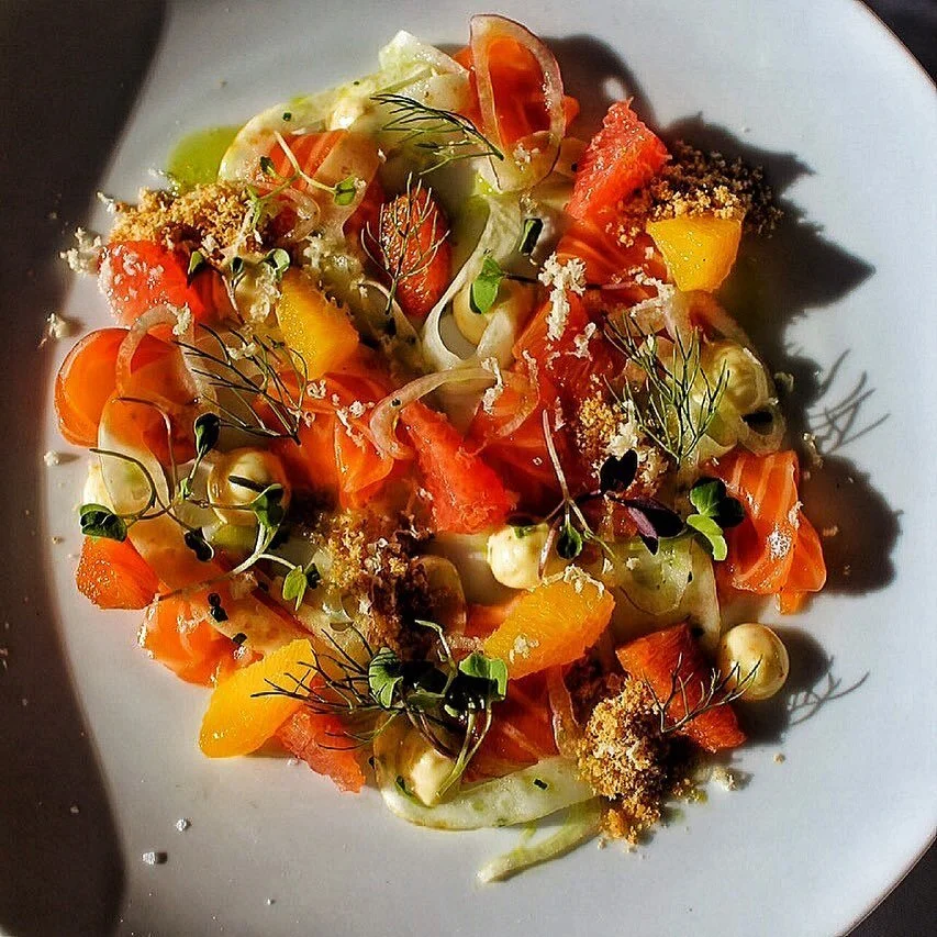 🍷🍷We are hiring!🍷🍷
&bull;
Faroe Island Salmon Crudo &bull; Winter Citrus &bull; Fennel &bull; Shallots &bull; Hazelnuts &bull; Meyer Lemon Aioli
&bull;
We are looking for a bartender and a server to join our team! If you are passionate about food, drink, and hospitality, please reach out to info@no9park.com!