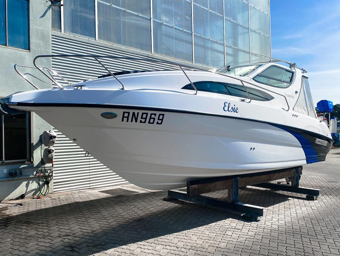 Check out the reflection on this beautiful &ldquo;Whittley&rdquo; after its annual maintenance #boat #boatdetailing #vesselmaintenance #handwax #boatlife #whittley #whittleyboats