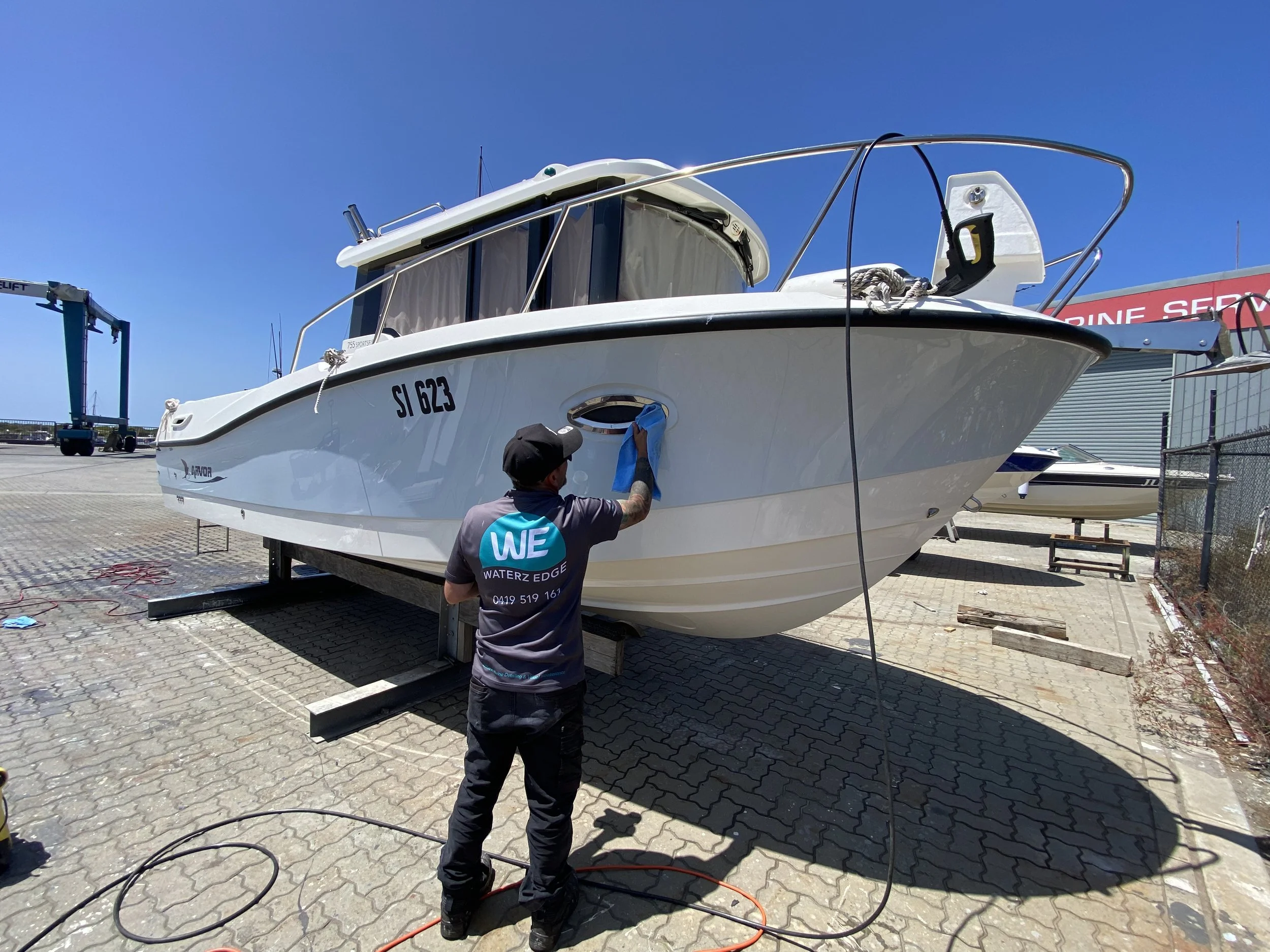 Boat being serviced in Geelong.
