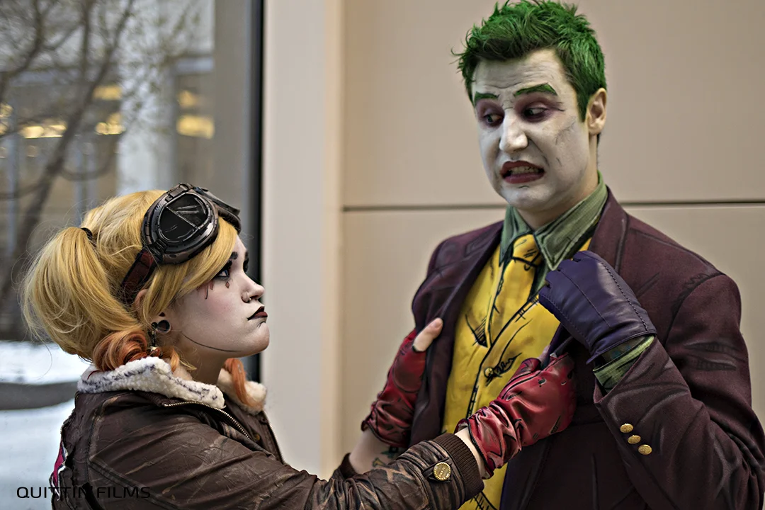 2017 Anime Boston - Ofphaselock Cosplay as Harley Quinn & Nathan as Joker Bombshell