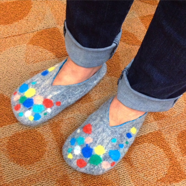 Wet Felted Slippers - Polka Dot Madness