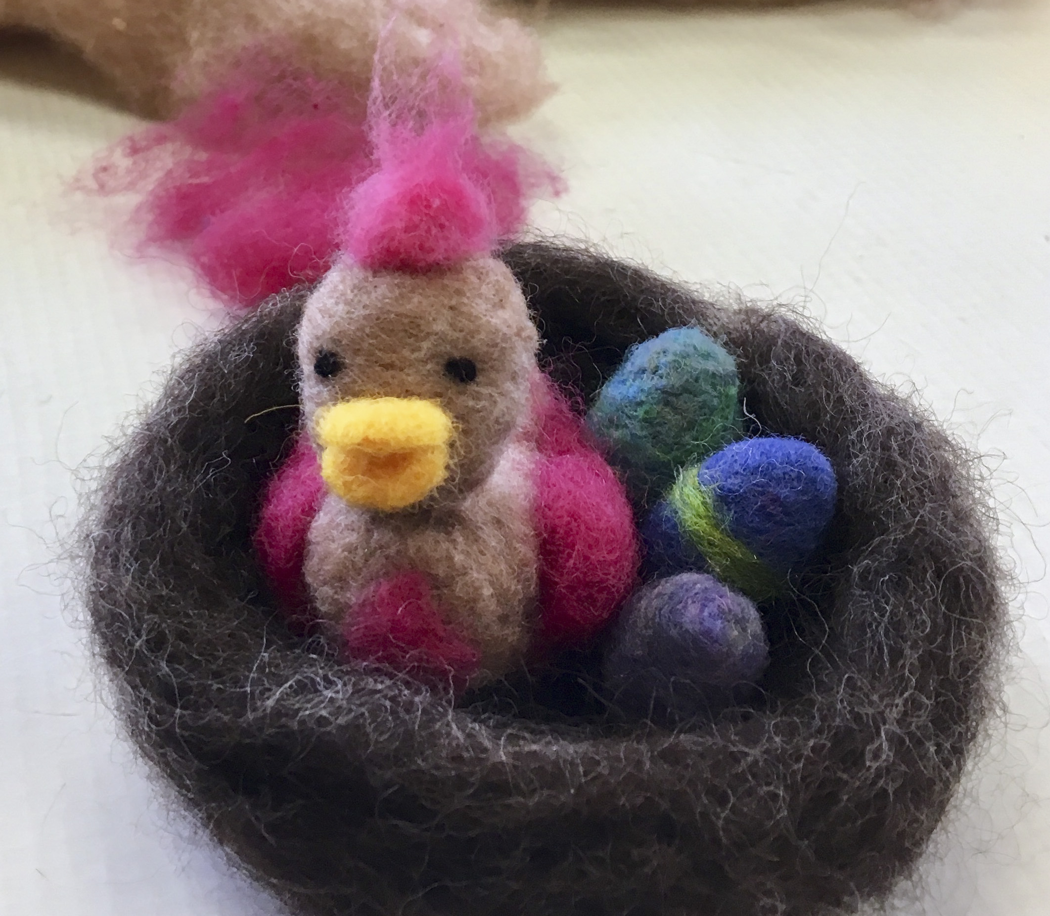 Needle Felted Bird in a Nest by a first timer!