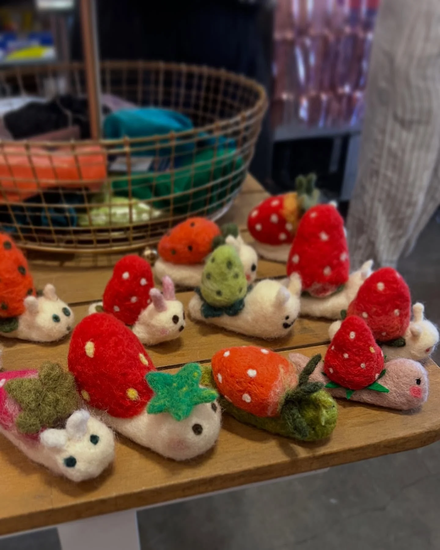 July 19th 🍓🍓🍓 
Strawberry Snail Felting Workshop
10 am - 12 pm

What is a snail and why are we captivated by them? A vulnerable creature with a soft belly, elusive but substantial. Did he travel to the ocean to get that shell? These questions and 