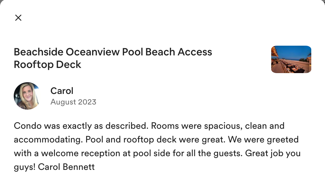 review about perfect location to rent condo