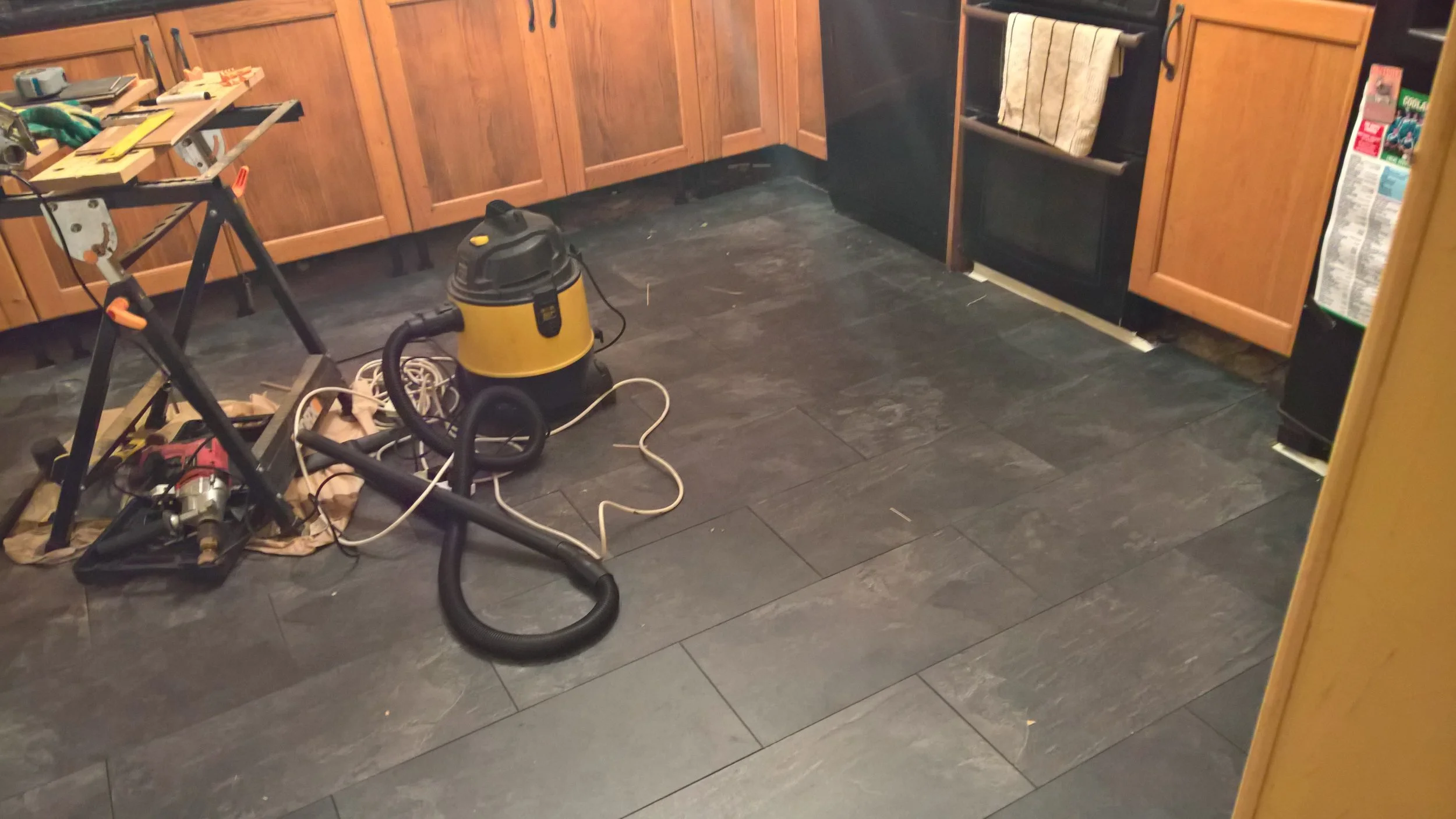 Flooring in progress.